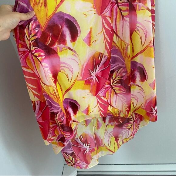 Jennifer Lopez Halter Neck Chain Neck Floral Colorful Sleeveless Summer Dress - Picture 6 of 6